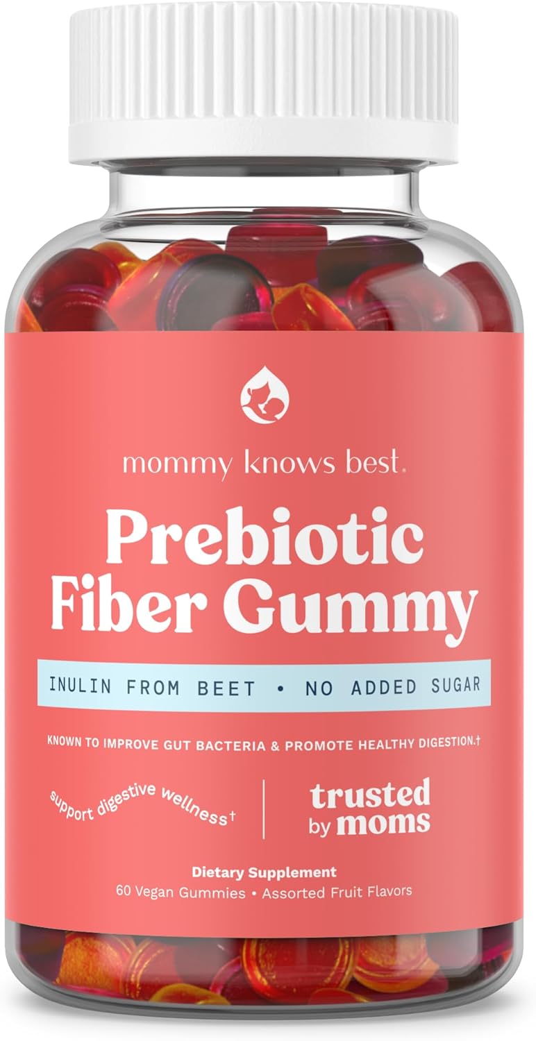 Mommy Knows Best Gomitas de fibra para mujeres, apoyo digestivo para el embarazo y posparto, gomitas sin azúcar, suplementos de fibra, fibra