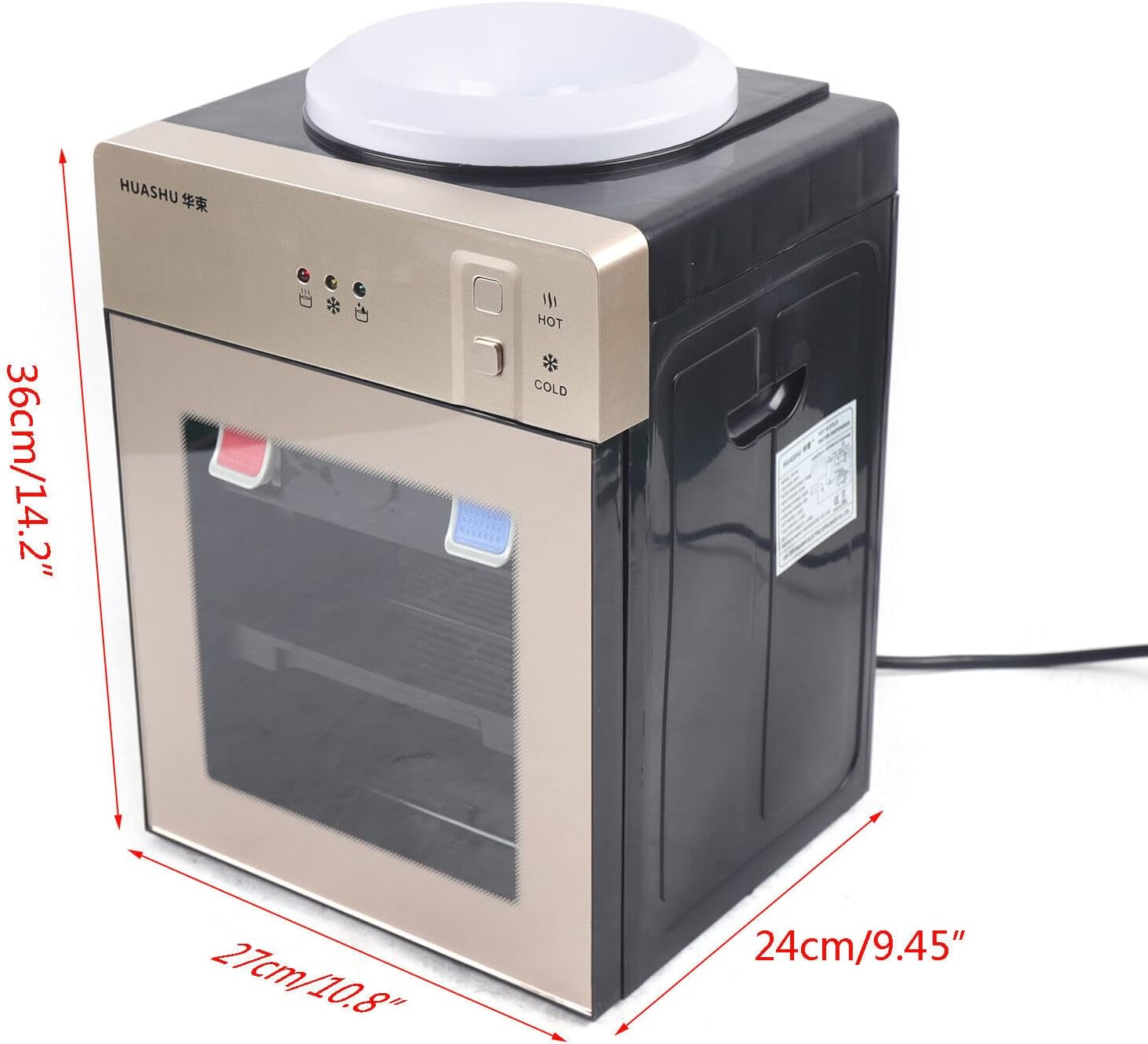 Dispensador de agua, 5 galones de carga superior, mini enfriador de agua para encimera, máquina eléctrica de mesa con agua calientefría