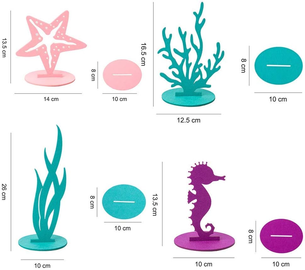 Paper Jazz 40 piezas de decoración de fiesta de sirena, centros de mesa de fieltro, recuerdos de fiesta de sirena para fiesta temática de sirena