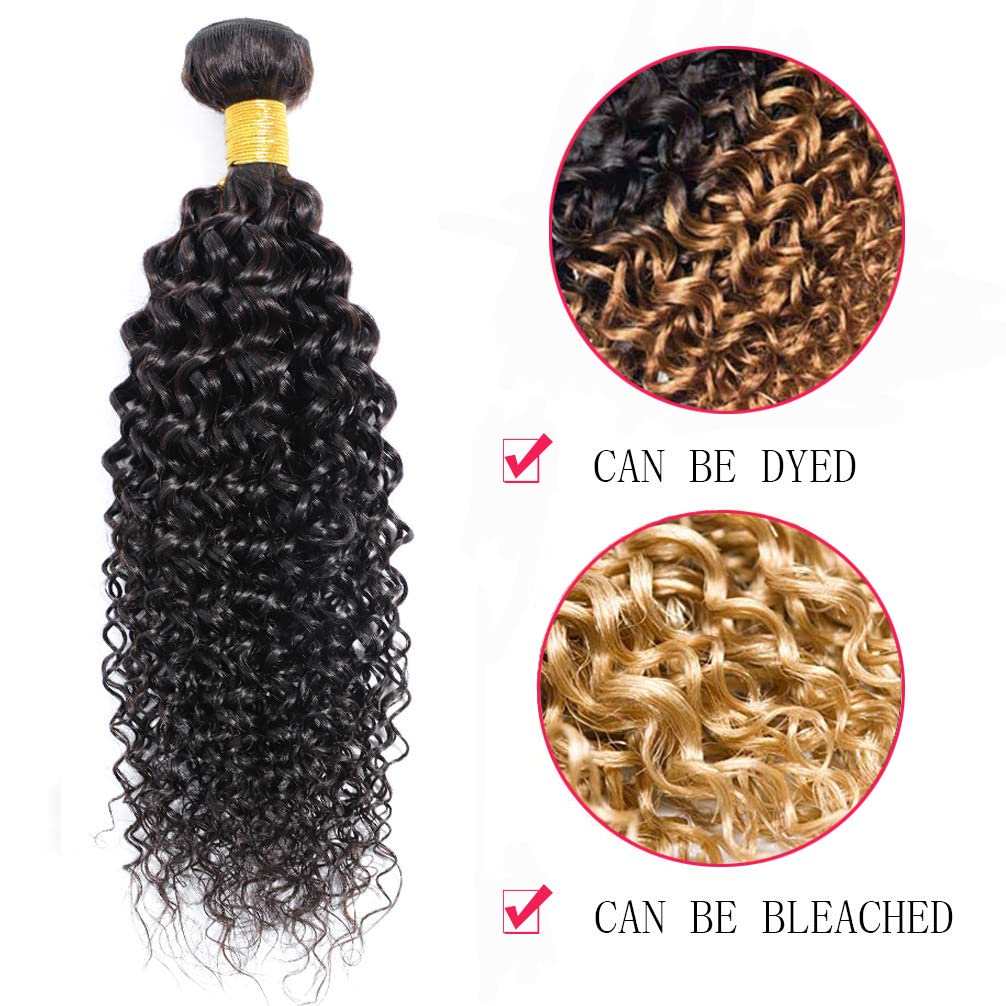 Cabello humano rizado brasileño de 20 pulgadas, 8A, sin procesar, 1 paquete de cabello virgen, rizado, rizado, paquete único (3.53oz) color natural