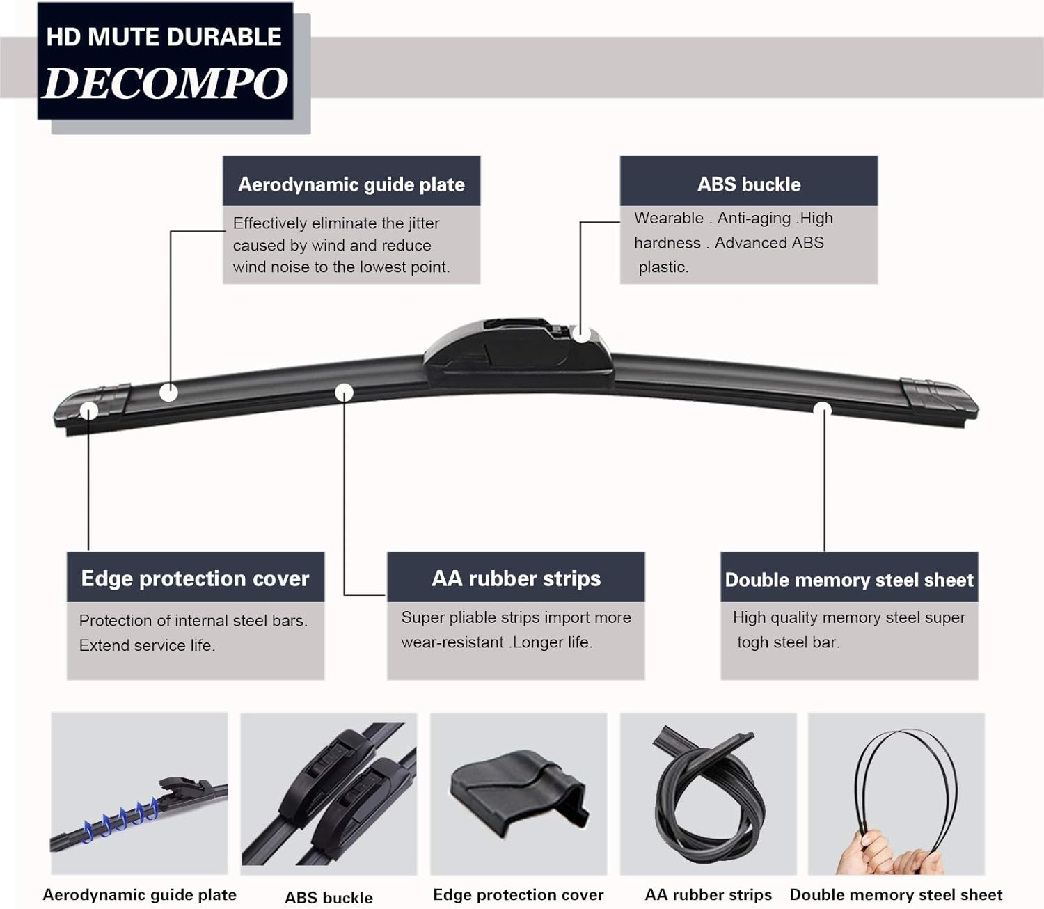 ZIXMMO Limpiaparabrisas prémium de 22 pulgadas + 17 pulgadas con calidad de fabricante original del equipo, para todo el año, para repuesto de