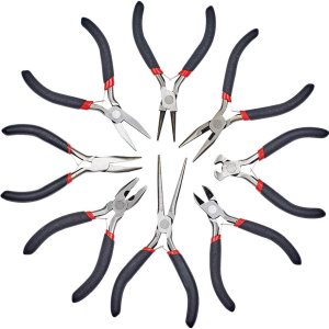 Pandahall – Juego de herramientas ergonómicas para abalorios de 8 piezas, alicates de joyería, acero endurecido al carbono, juego de herramientas Pandahall – Juego de herramientas ergonómicas para abalorios de 8 piezas, alicates de joyería, acero endurecido al carbono, juego de herramientas