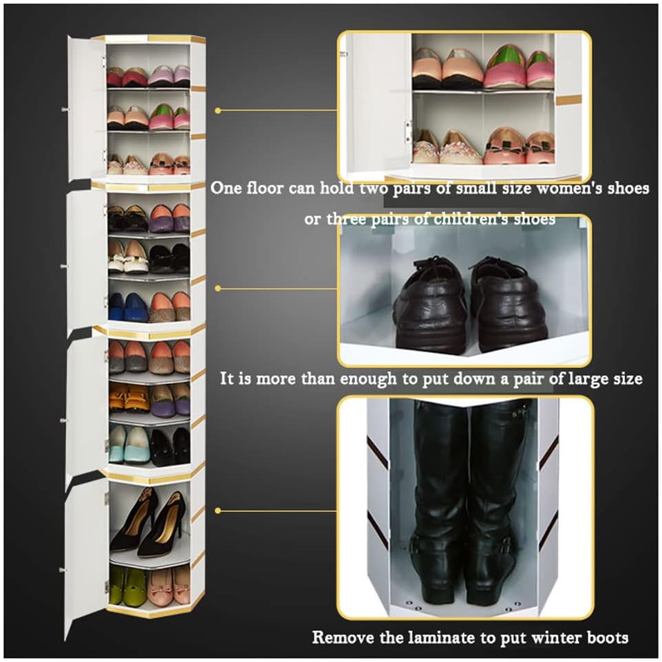 ZAJ Zapatero giratorio de 360 – Zapatero redondo giratorio de 360, gabinete de zapatos giratorio moderno Lazy Susan soporte giratorio de metal para