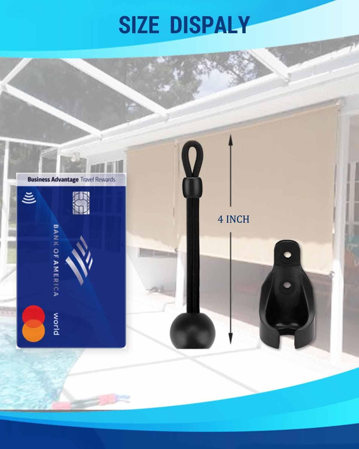 Kit elástico y tapa de extremo, compatible con piezas de repuesto Coolaroo para exteriores enrollables, amarres de sombra (3 juegos, negro)