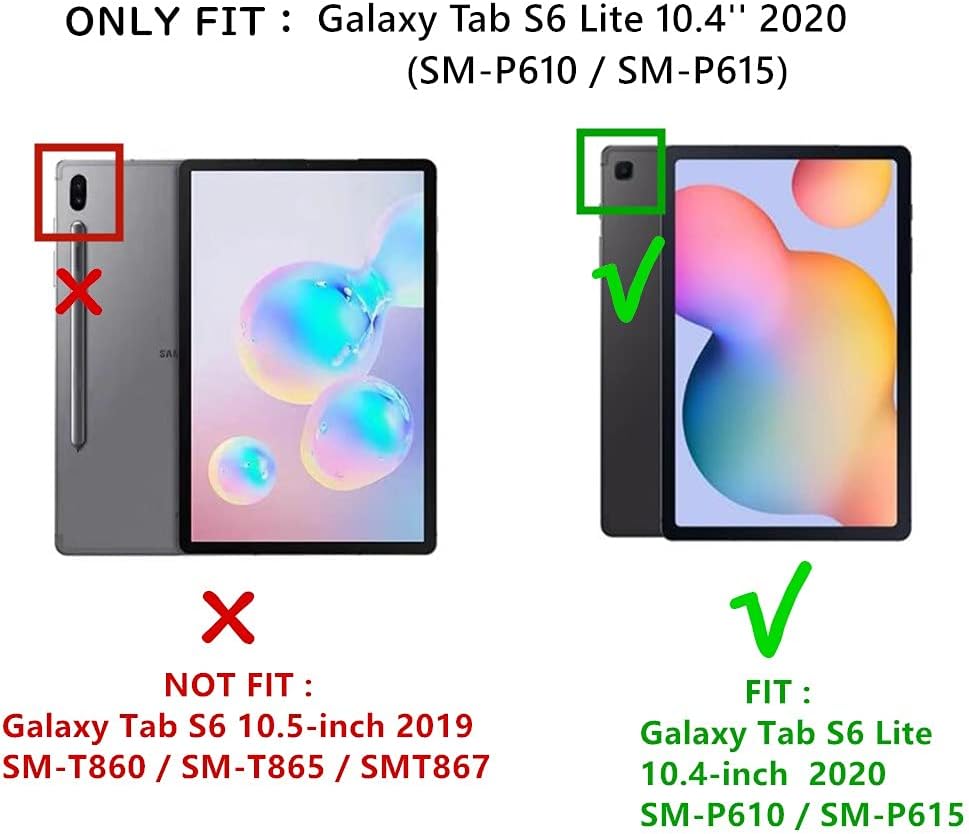HENGHUI Funda para teclado Galaxy Tab S6 Lite de 10.4 pulgadas 20222020, linda llave redonda, teclado de color, inalámbrico, desmontable, con