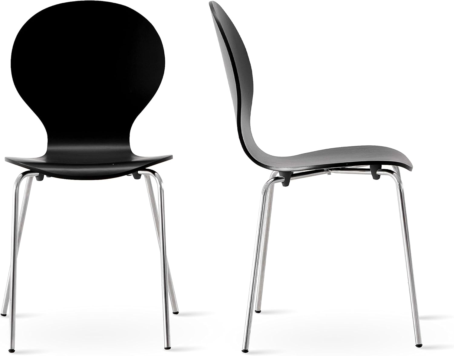 Livinia No.9 – Juego de 2 sillas de comedor de madera modernas de mediados de siglo, contemporáneas, apilables, de madera curvada, para interior de