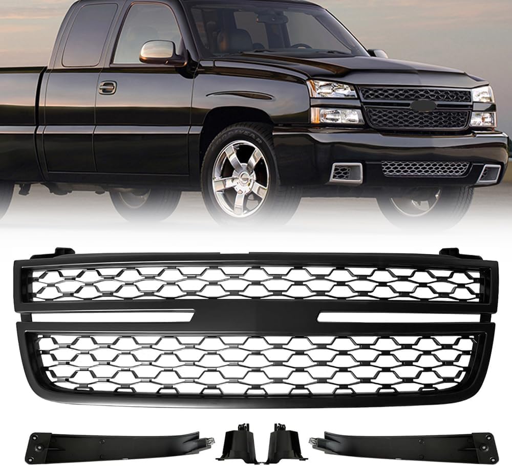 Rejilla superior delantera compatible con Chevy Silverado 1500 2500 HD 3500 Grill 2005 2006 2007