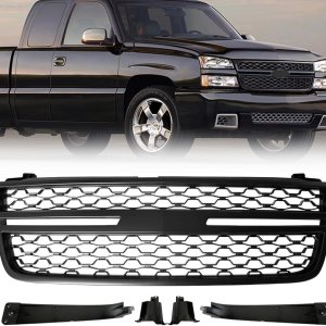 Rejilla superior delantera compatible con Chevy Silverado 1500 2500 HD 3500 Grill 2005 2006 2007 Rejilla superior delantera compatible con Chevy Silverado 1500 2500 HD 3500 Grill 2005 2006 2007