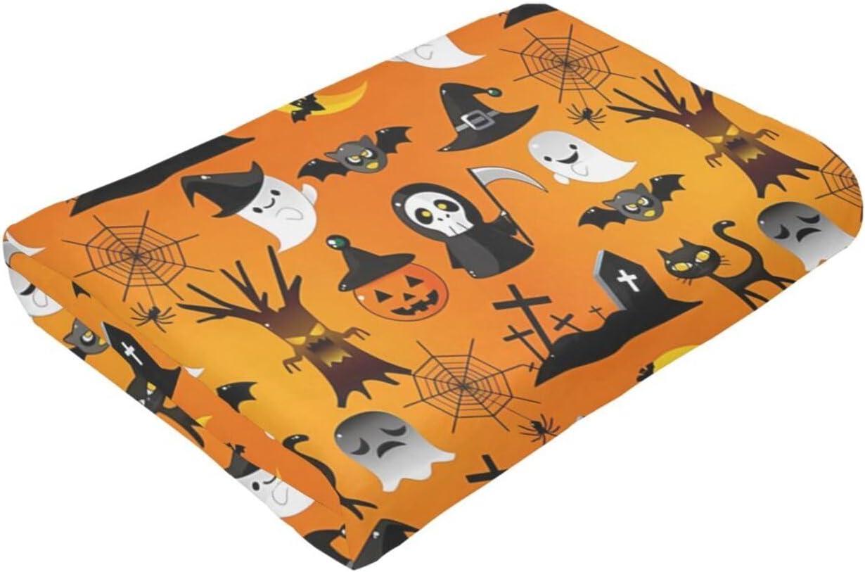 Manta de microforro polar ultrasuave para Halloween, ligera, mullida y cálida, manta de franela de Halloween para sofá, cama, sala de estar, 50 x 40