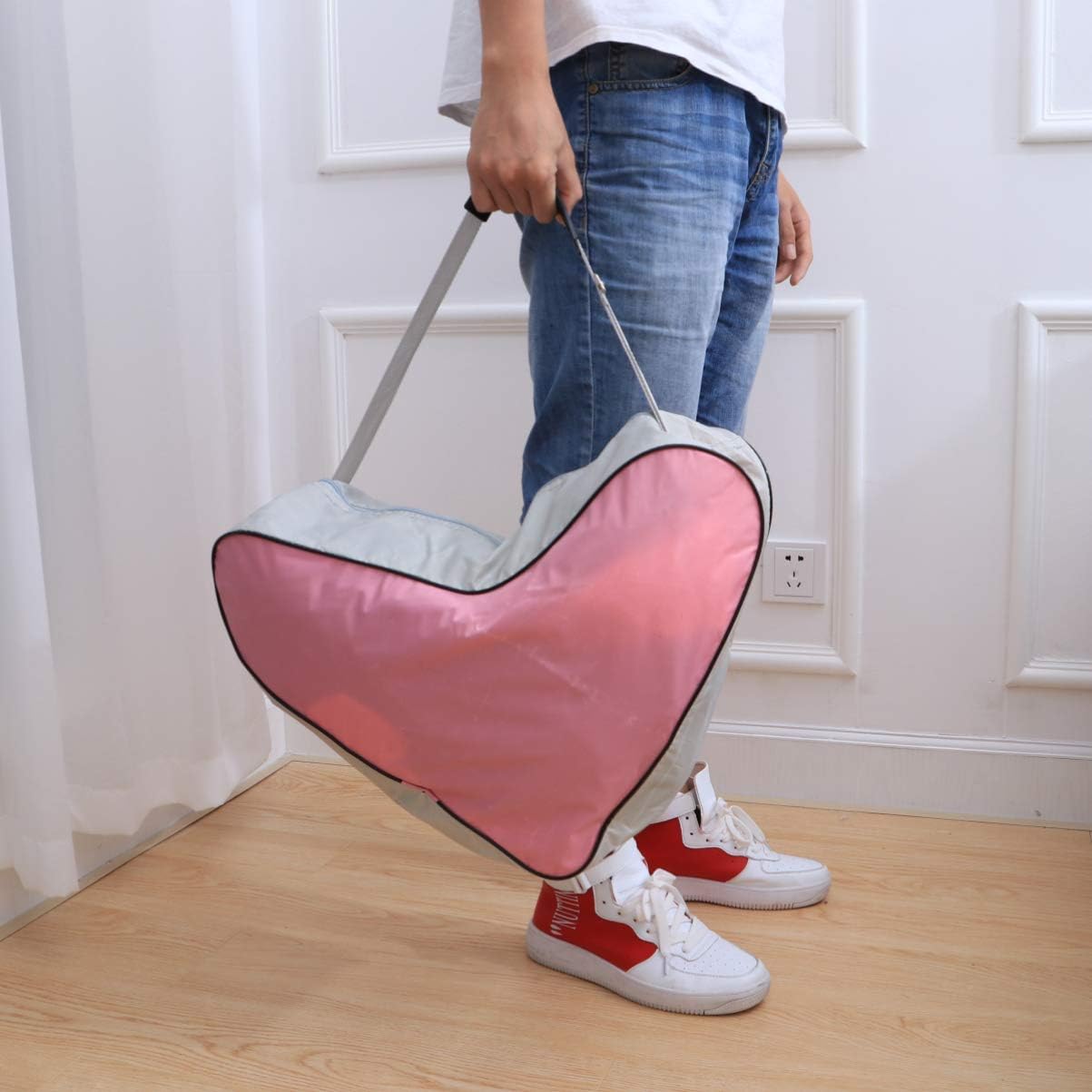 LIOOBO Bolsa unisex para patinaje sobre hielo, bolsa de tela de malla, bolsa de hombro triangular para patines en línea, color rosa