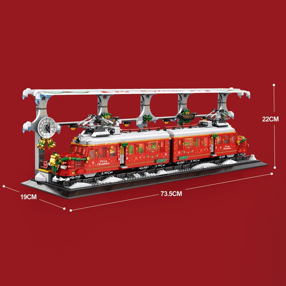 MISINI 66034 Bloques de construcción de tren de vapor, 2822 piezas, juego de construcción de trenes con luces, elementos de Navidad coleccionables,