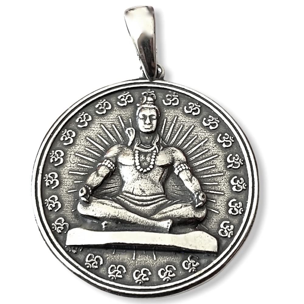 Shiva Pendant Sterling Silver 925 Om Ohm Symbol Large Meditation Charm Chakra Namaste Healed Buddha Yoga Teacher Spiritual Jewelry