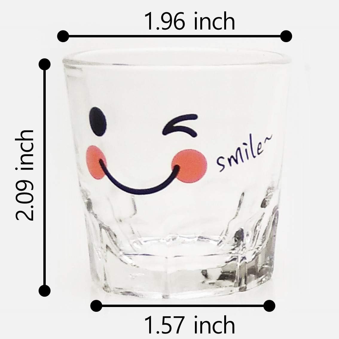 Juego de vasos de chupito coreanos Soju, 1.7 onzas, vidrio transparente con carácter, vidrio en forma de corazón para whisky, tequila y licor.