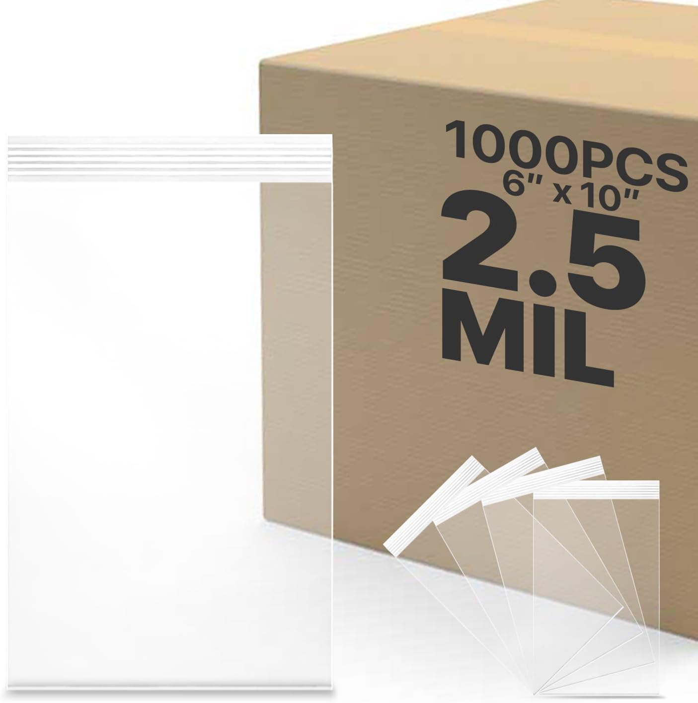 1000 unidades, (6 x 10 pulgadas), bolsa transparente con cierre de cremallera de 2.5 mil de grosor, bolsas con cremallera, bolsas de plástico de