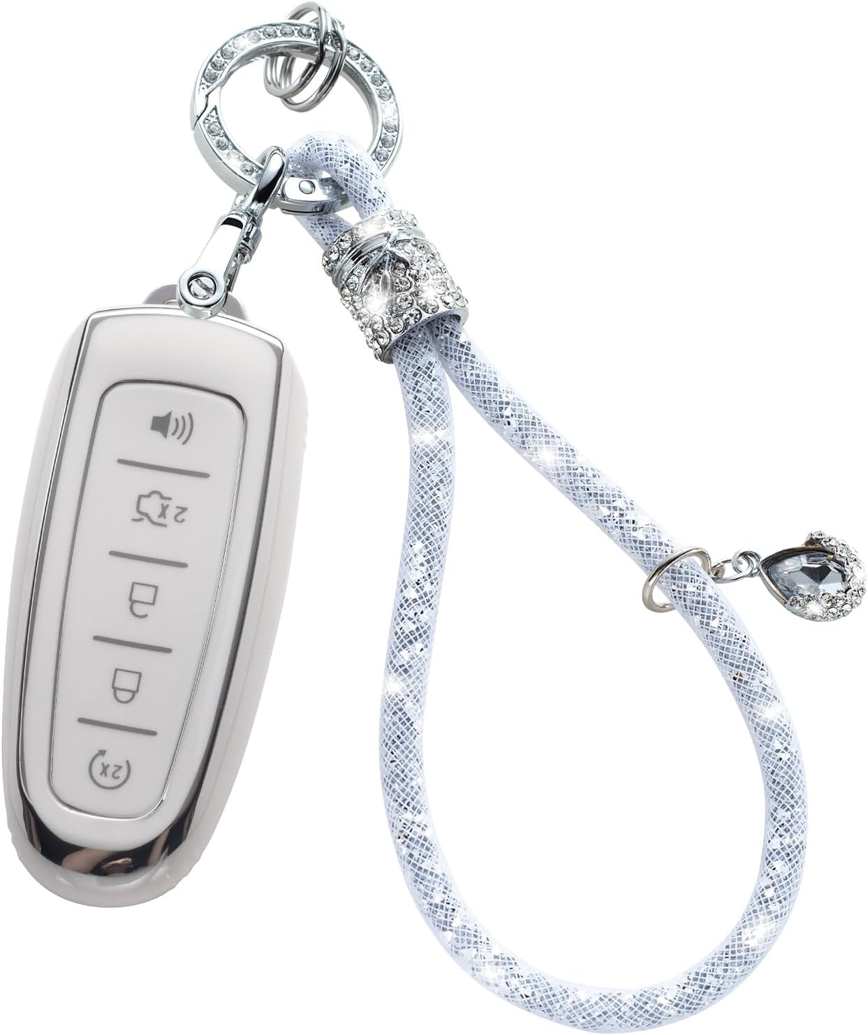Funda para llavero Ford C con llavero de cristal para coche,