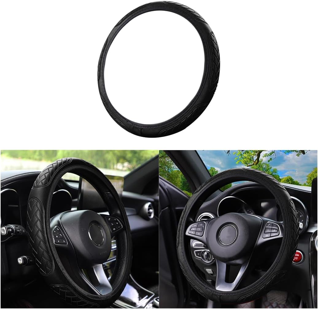 Funda para volante de automóvil, funda de volante de automóvil para hombres y mujeres, funda de cuero antideslizante de 15 pulgadas, protector de