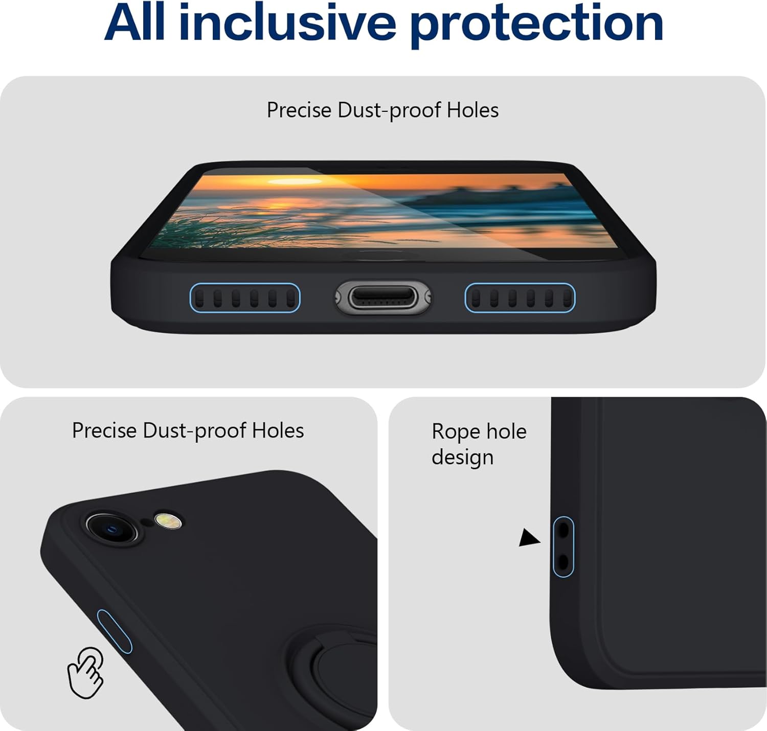 JUNAUTTB Funda para Samsung Galaxy S22 Ultra 5G con anillo, funda delgada y suave de silicona líquida, soporte de anillo giratorio de 360 integrado,
