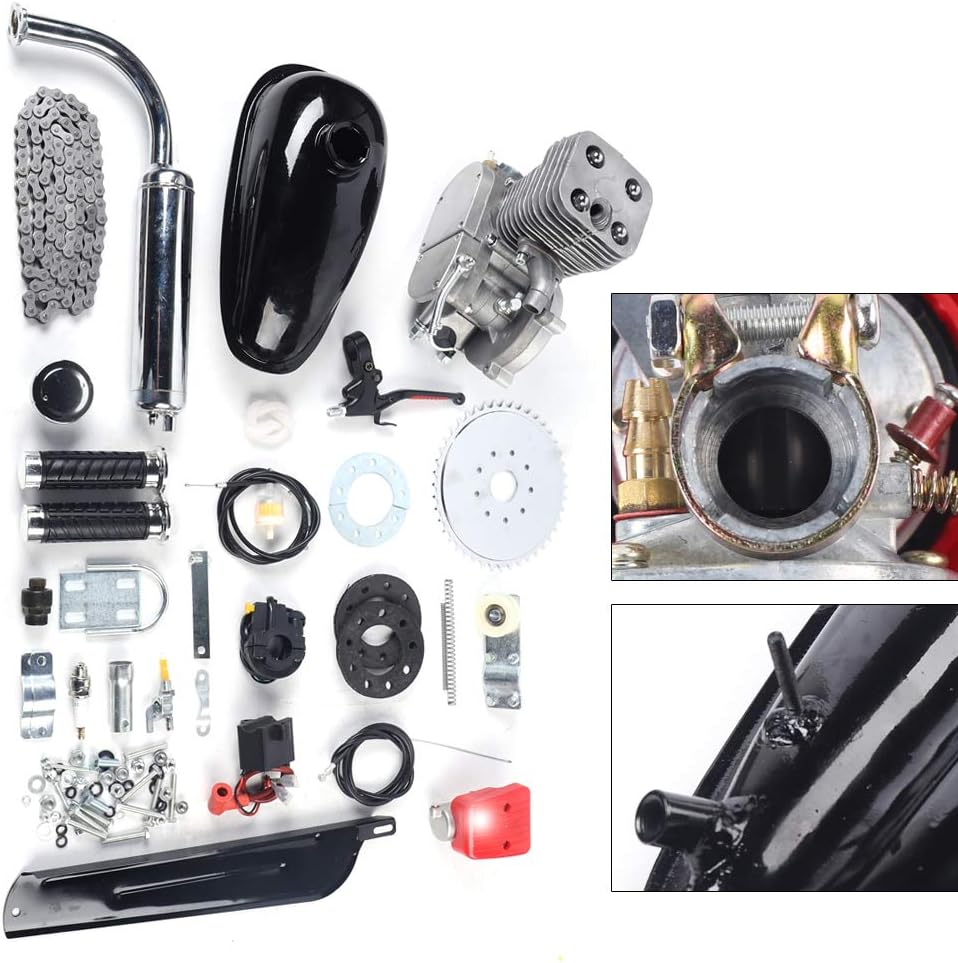 Motor de gasolina de 2 tiempos 44 dientes 100CC Kit de motor de bicicleta para bicicletas de 26″28″ modificado para bicicletas de montaña,