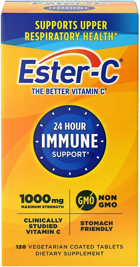 Ester-C 500 mg con cápsulas de bioflavonoides cítricos 120 y vitamina C 1000 mg comprimidos recubiertos, 120 unidades, refuerzo del sistema