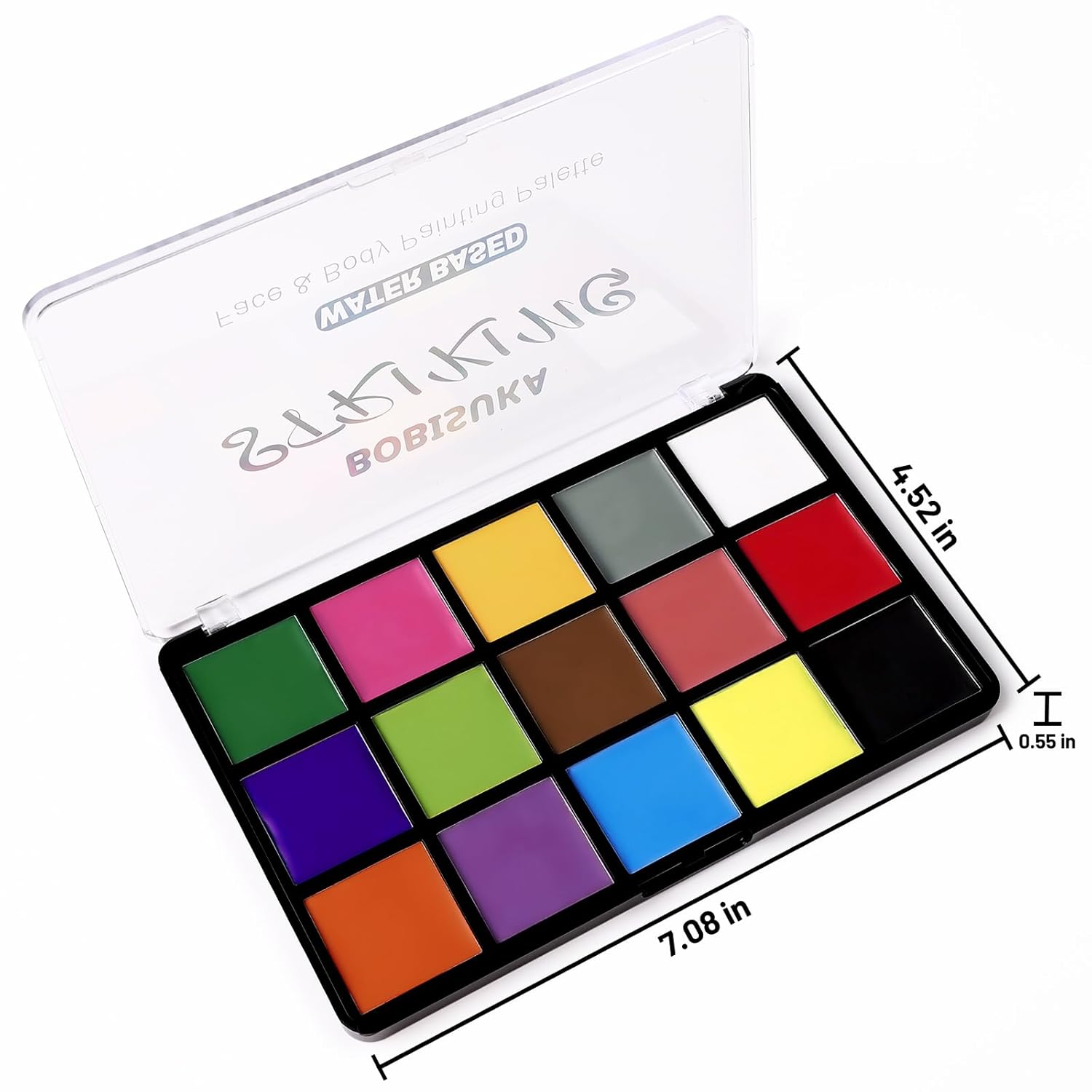 BOBISUKA Pintura facial y corporal, paleta de pintura facial profesional de 15 colores para teatro de arte, fiesta de Halloween, cosplay, payaso,