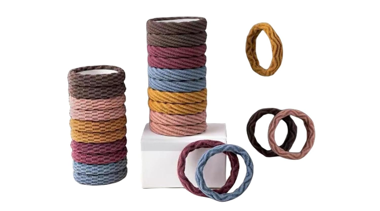 HASINA 100 ligas gruesas sin costuras para el cabello, accesorios para el cabello sin daños para cabello grueso y rizado (multicolor)