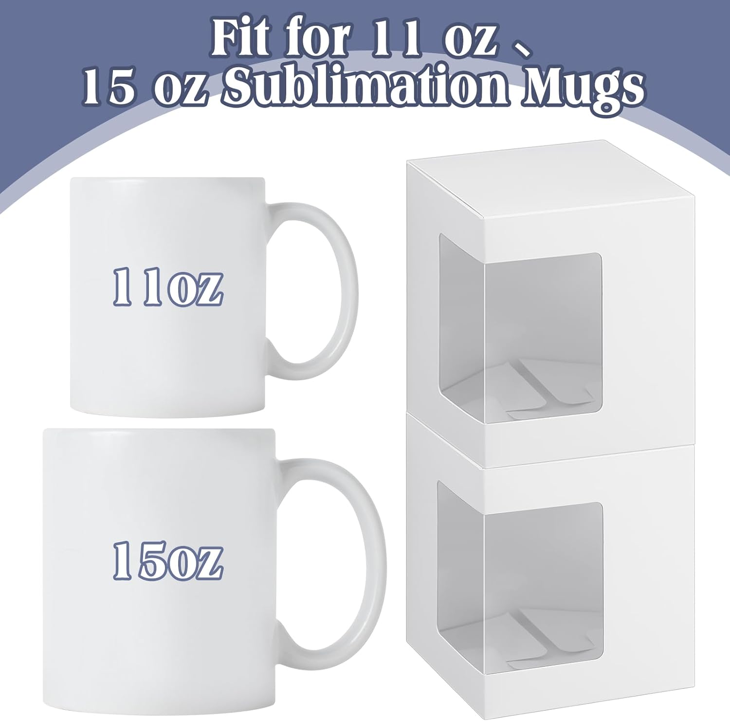 Harloon 72 cajas de tazas para regalo, taza de café, caja de regalo, caja de embalaje transparente, regalo para sublimación en blanco, 11 onzas, 12