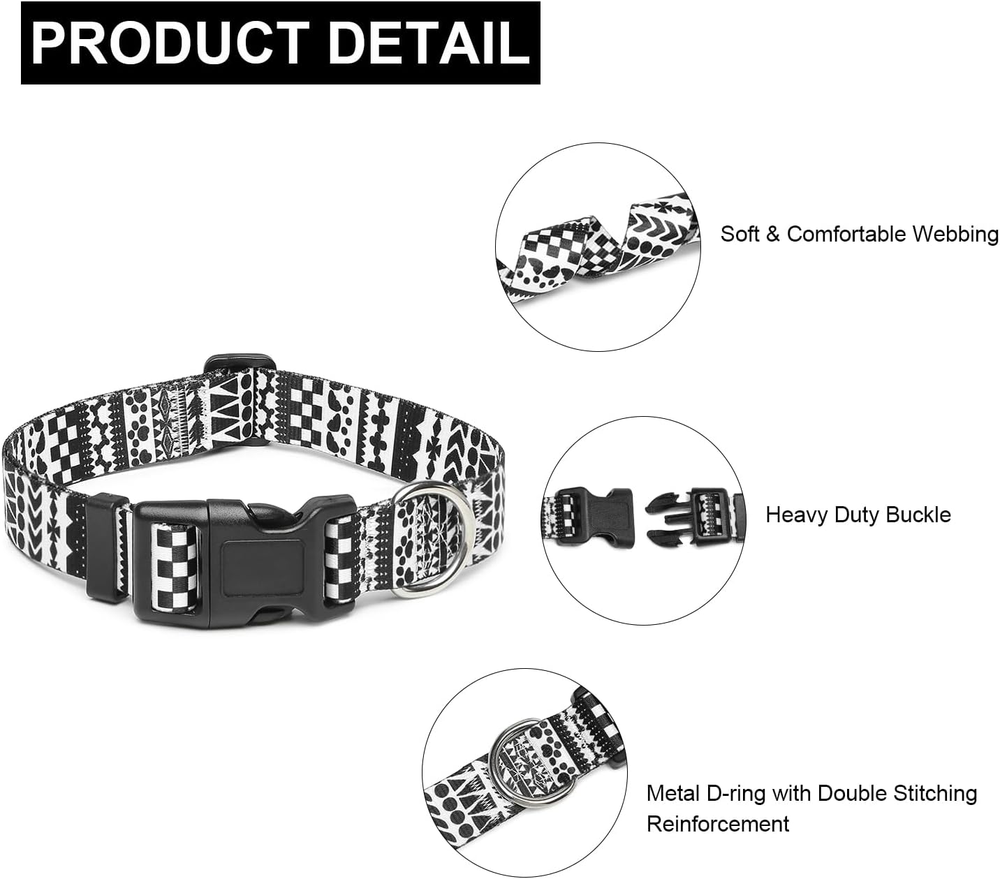 Collar ajustable para perro, patrones de diseño especial, collar de nailon suave cómodo y duradero para mascotas para perros pequeños, medianos y
