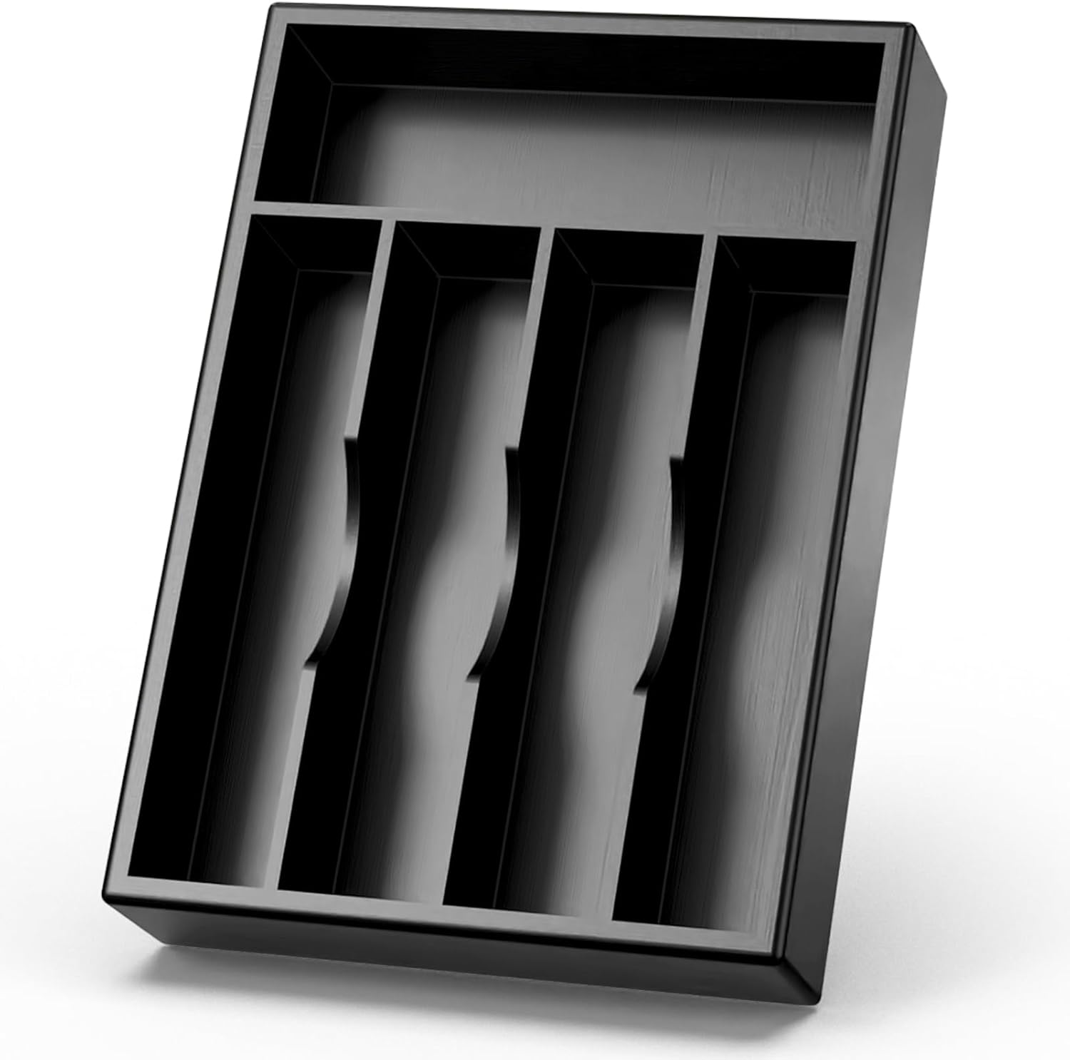 Organizador de cajones de cocina, soporte para bandeja de utensilios de cubiertos de 10 pulgadas, extra profundo, con pies antideslizantes y divisor