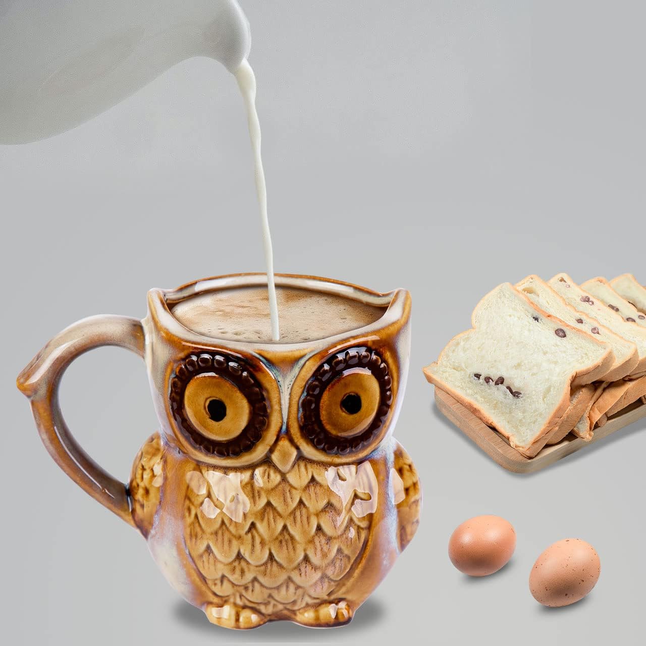 Berry President Taza de café con búho, taza de café de cerámica matutina, taza de té para oficina y hogar, apta para lavavajillas y microondas (12