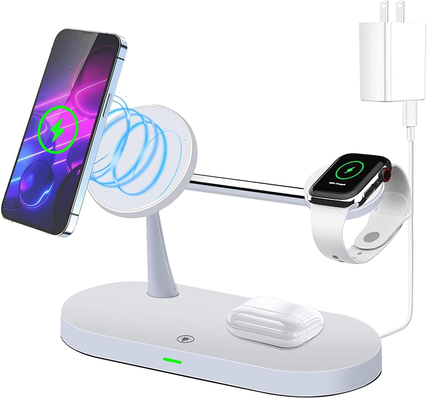 Mrkytplace Estación de carga, 5 en 1 más rápido, soporte de cargador inalámbrico Mag-Safe para iPhone 14, 13, 12 ProMaxMiniPlus, Apple Watch