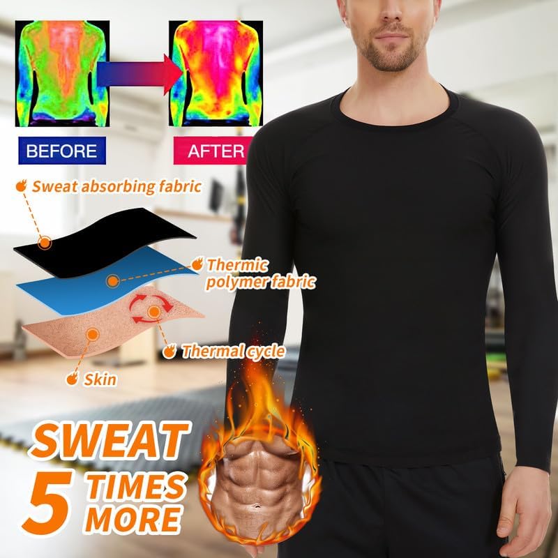 SHAPERIN Sauna Shirt for Men Weight Loss Sauna Jacket Tops Heat Trapping Sauna Suit Sweat Vest Body Shaper Gym Workout