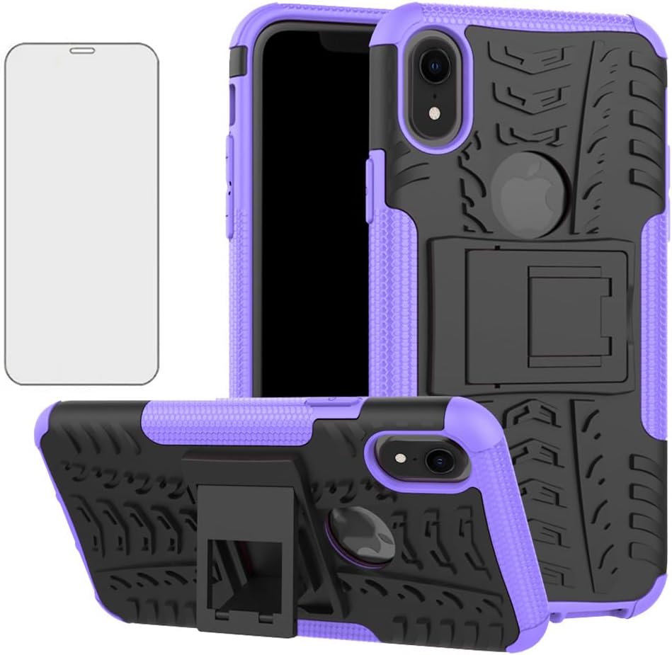 Asuwish Funda protectora para iPhone XR 6.1 con protector de pantalla de vidrio templado, híbrida, resistente, funda protectora para iPhone XR