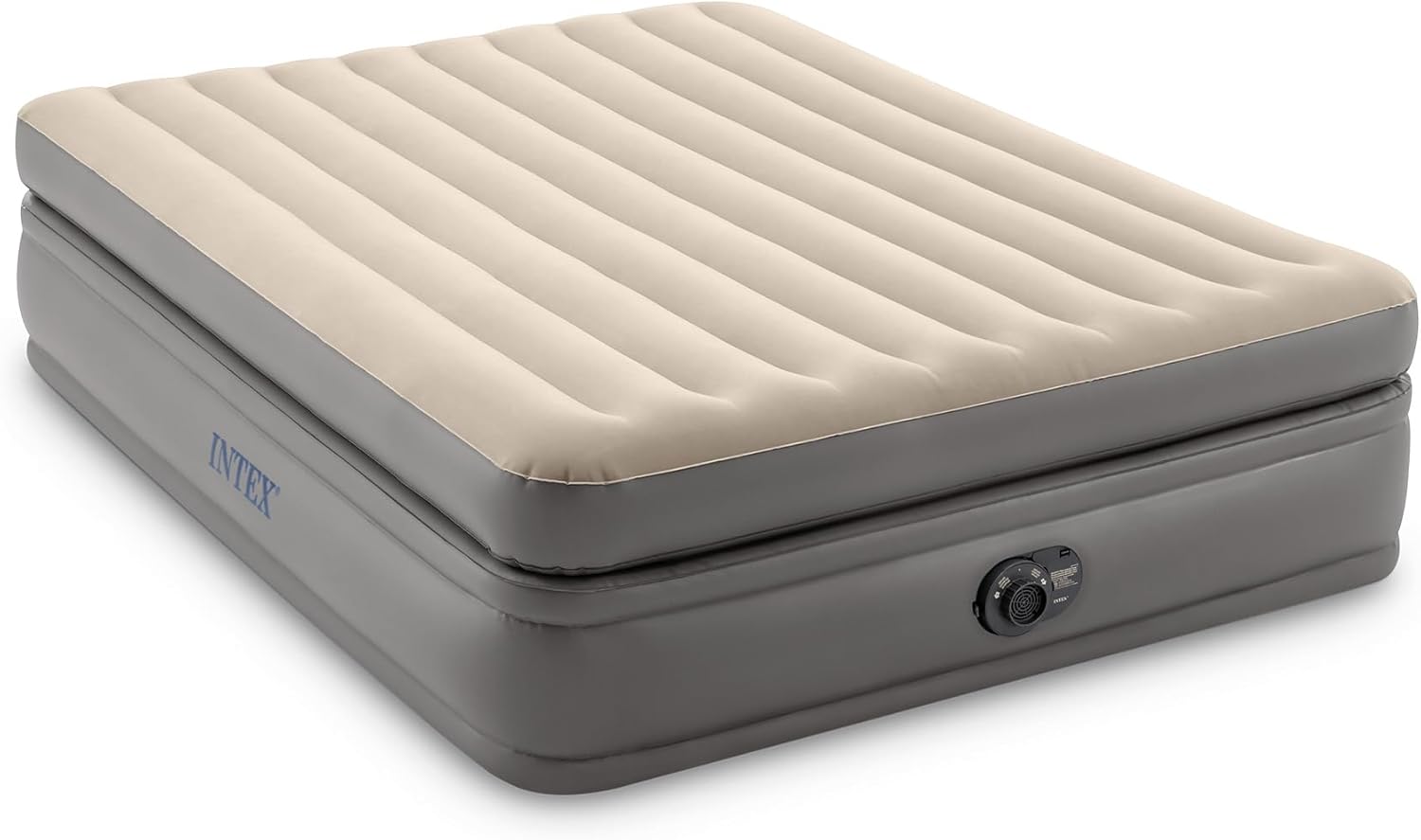 Intex Dura Beam Plus Prime Comfort Fiber-Tech – Colchón de aire para el hogar con tecnología elevada con bomba eléctrica integrada, tamaño Queen