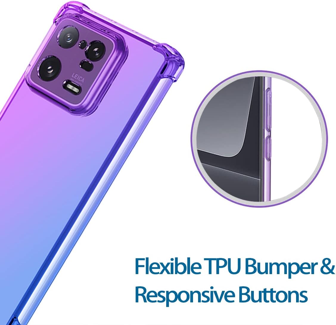KOARWVC Funda para Xiaomi 13 Pro 5G, caja transparente gradiente delgado anti arañazos TPU a prueba de golpes funda protectora para teléfono para