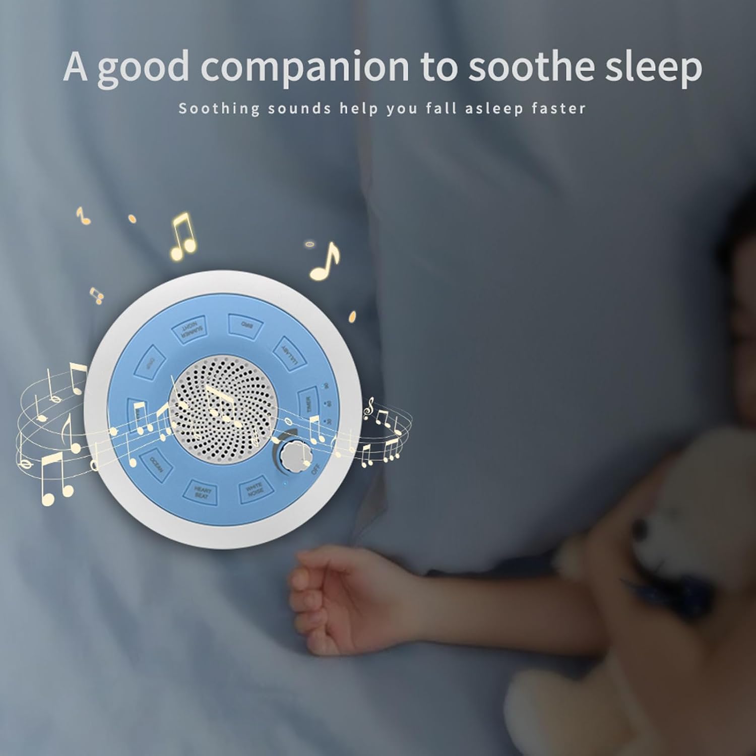 Máquina de sonido de ruido blanco con 8 sonidos relajantes, configuraciones, diseño moderno, ayuda para dormir portátil con apagado automático para