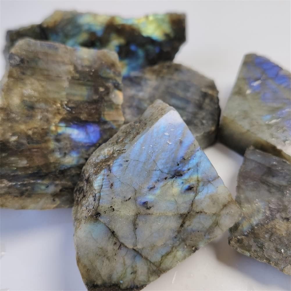 FUFIZU Home Decor, Natural Genuine Crystal Labradorite Original Labradorite Moonstone Natural Stones Ornament Moonstone Gifts,Natural Crystal