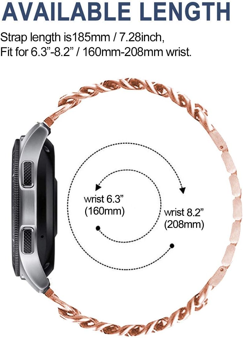 DEALELE Correas compatibles con Galaxy Watch de 1.811in, correa de cadena de metal de acero inoxidable de 0.866in, repuesto para Samsung Gear S3