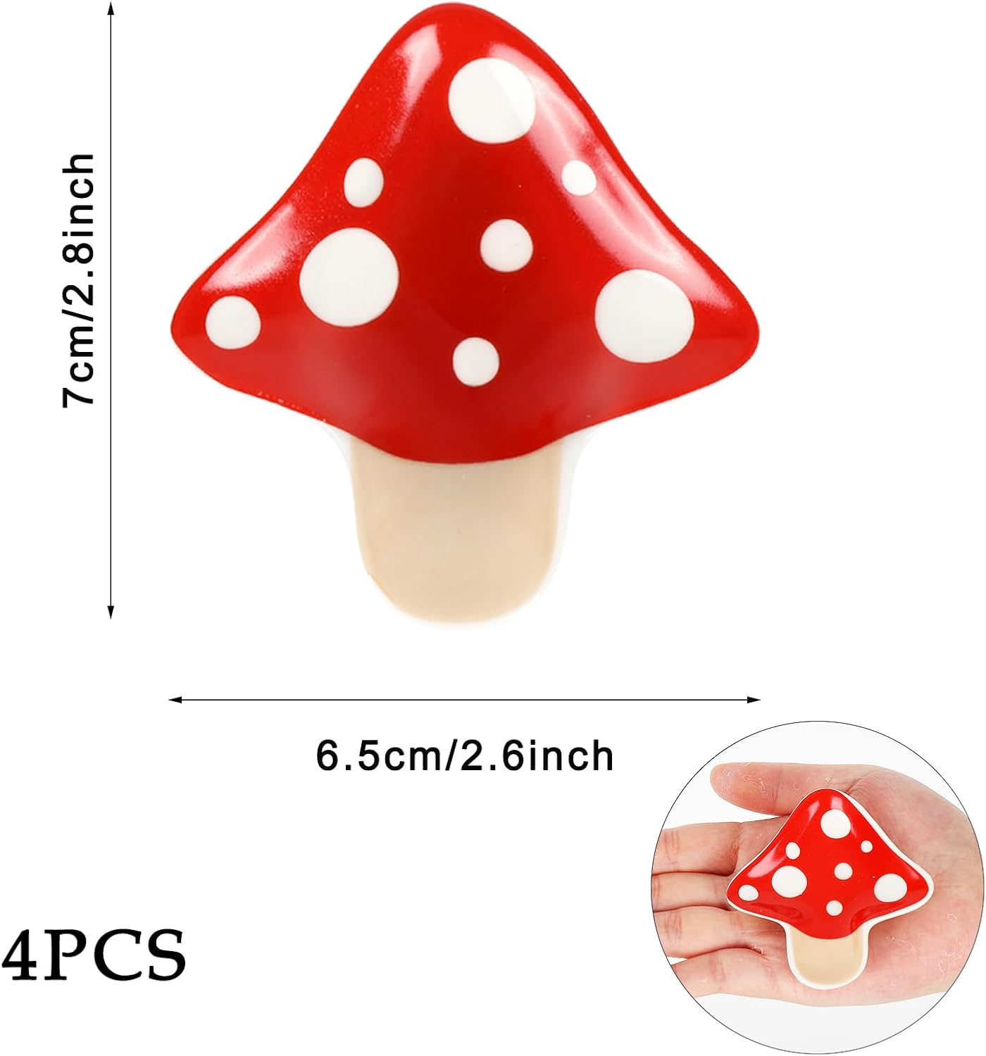 Whaline Soporte para cucharas de hongos de otoño, 4 piezas, soporte para cucharas de cerámica de hongos rojos, plato de anillo para cocina, hogar,