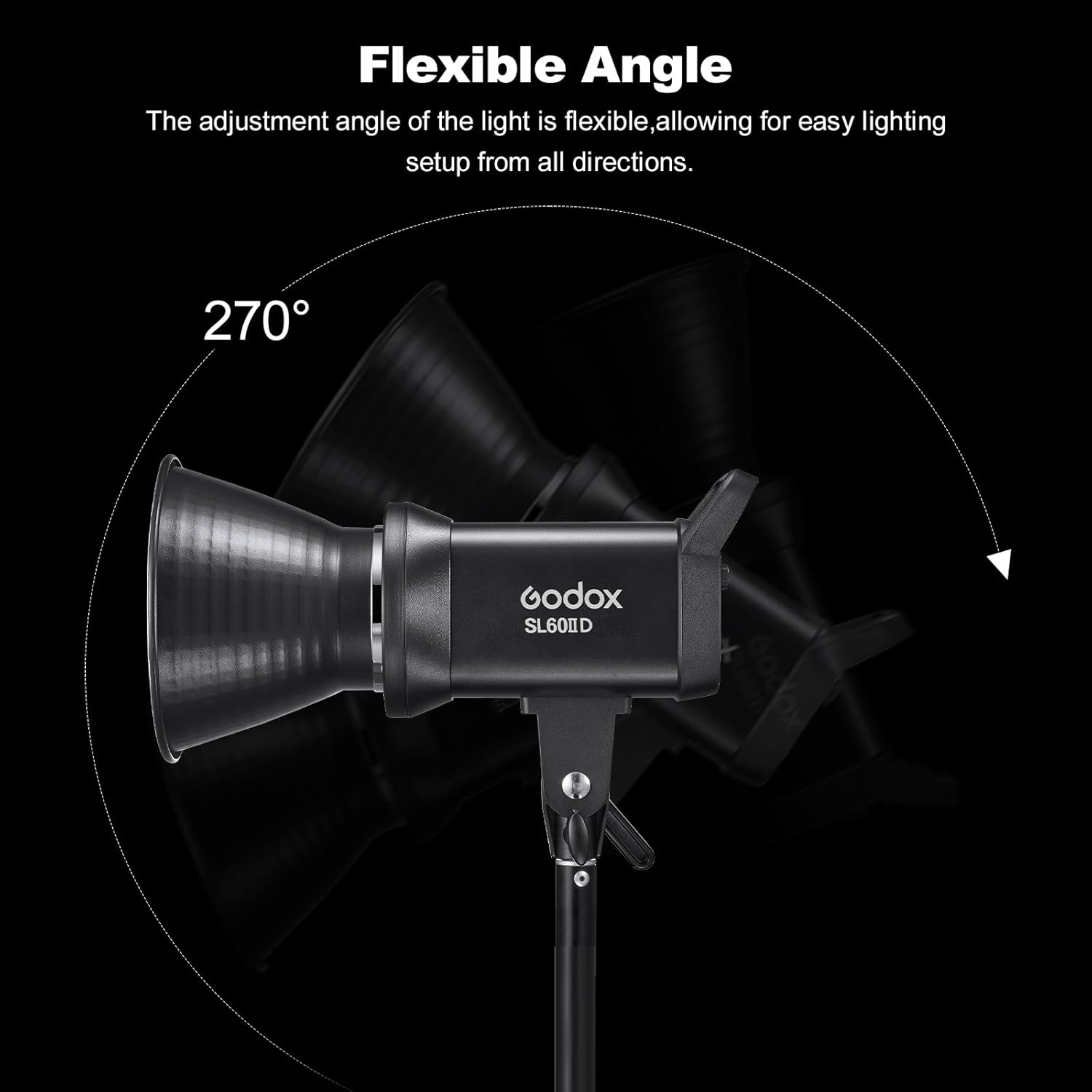 Godox Paquete de 3 luces LED SL60IID de video, 70 W, 5600 K  200 K, iluminación de estudio de fotografía con reflector, CRI96+, TLCI97+, 8 efectos
