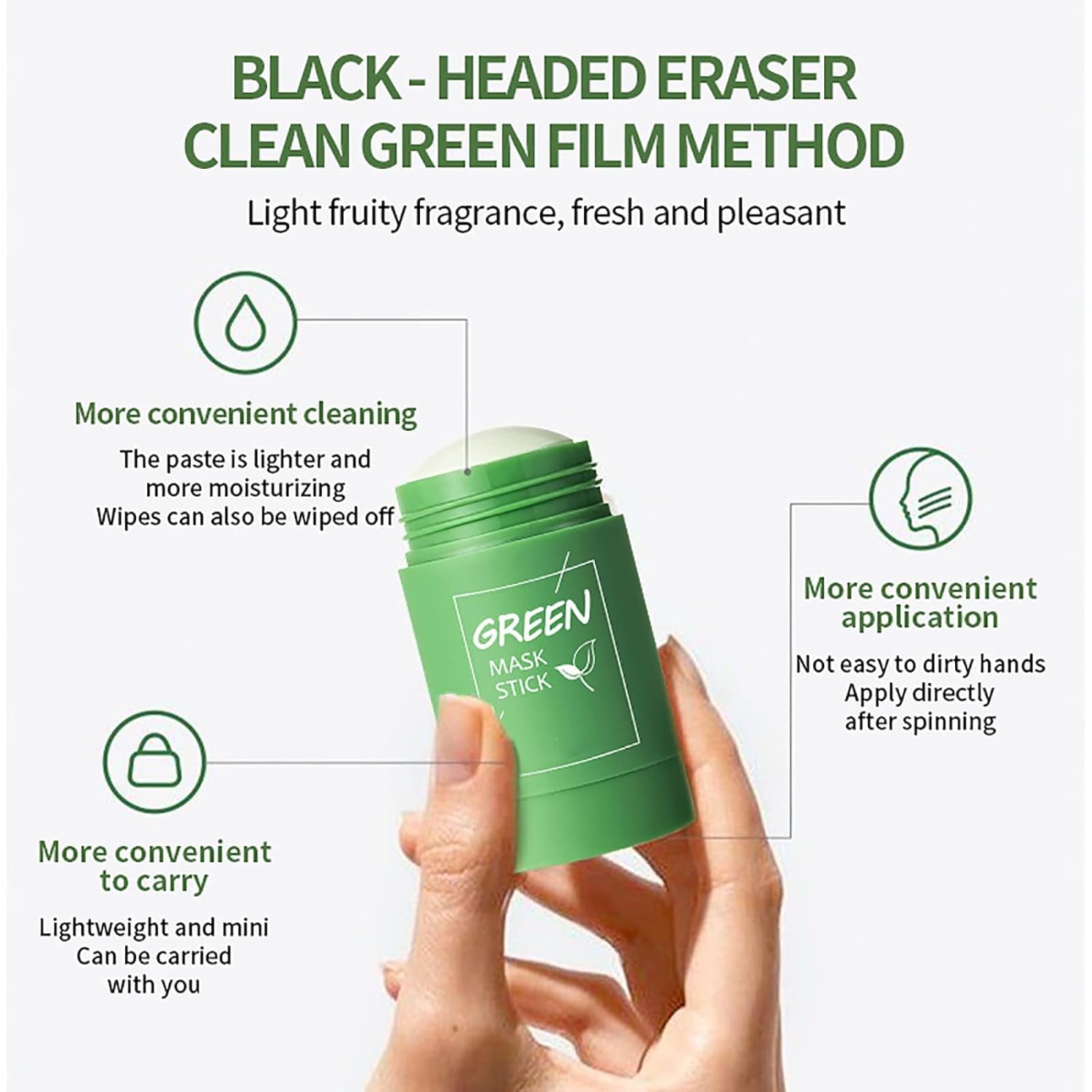 Máscara de té verde, barra de máscara de té verde de limpieza menos poros, máscara de té verde, removedor de puntos negros, mascarilla de té verde