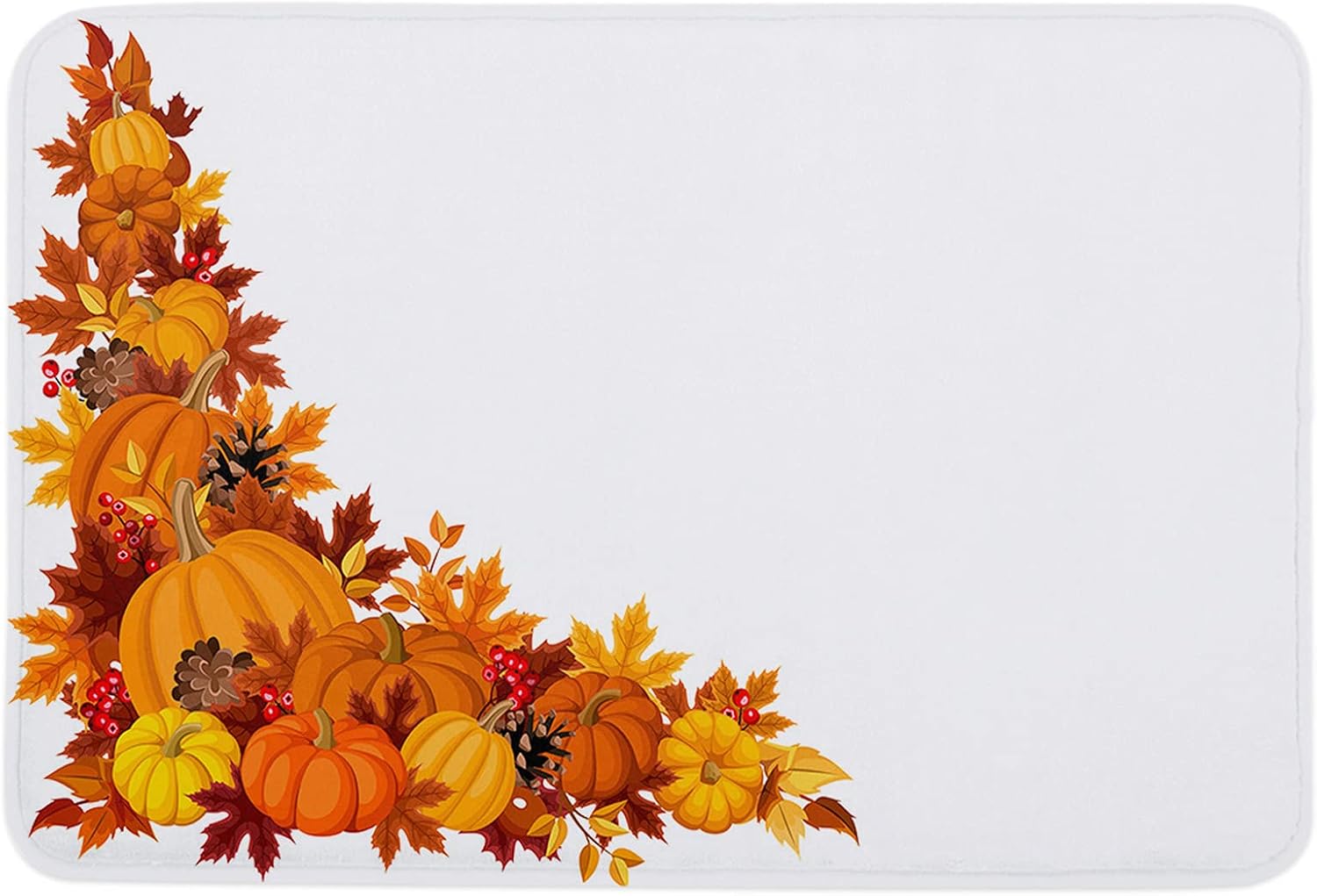 Autumn Harvest Durable Bath Mat, Entrance Front Door Rug Shoes Mat Sponge Carpet, Indoor Non Slip Floor Bath Mat – Thanksgiving Pumpkin Maple Leaves
