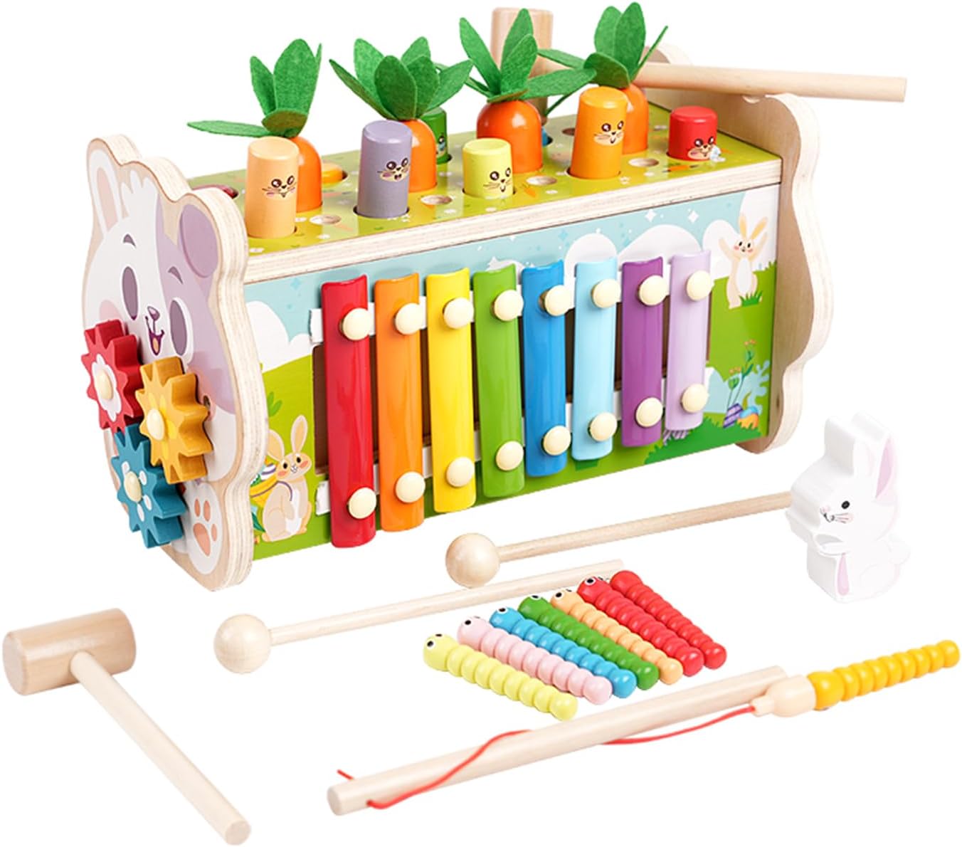 Juguetes Montessori para niños de 1 año, (8 en 1), juguete de madera para golpear martillos, juego de golpe a topos para niños pequeños, juego de