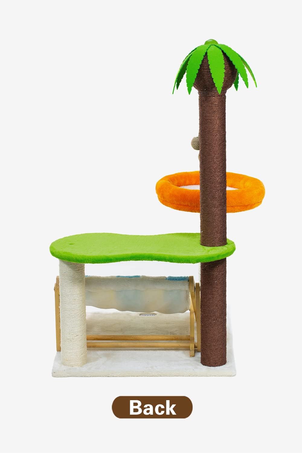 HYABi Silla de cubierta novedosa de árbol de coco de 43.3 pulgadas, torre de gato, muebles de condominio, apartamento de felpa con postes para