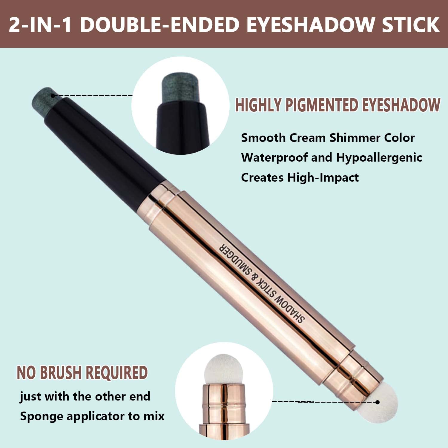 Sombra de ojos verde en barra de maquillaje de ojos crema suave brillo sombra de ojos lápiz imprimación brillo oscuro mate base única crayón
