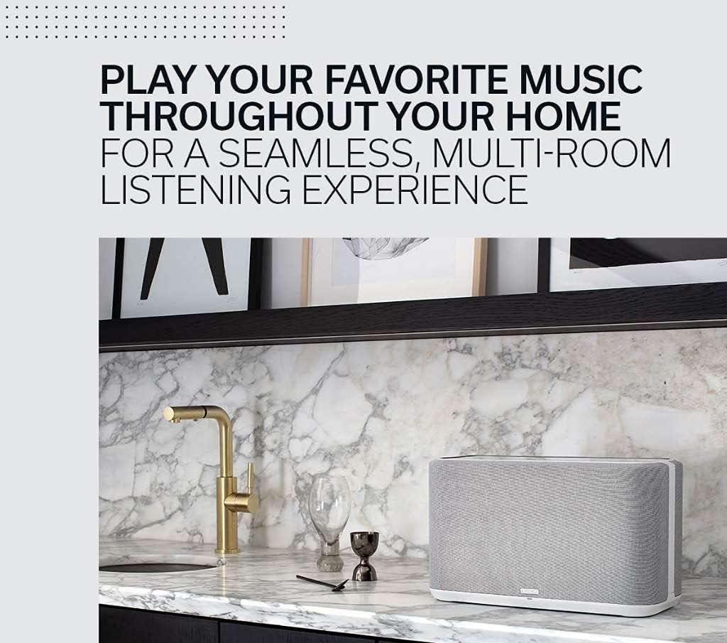 Denon Home 350 – Altavoz inalámbrico (modelo 2020)  HEOS integrado, Alexa integrado, AirPlay 2 y Bluetooth  Diseño compacto  Blanco