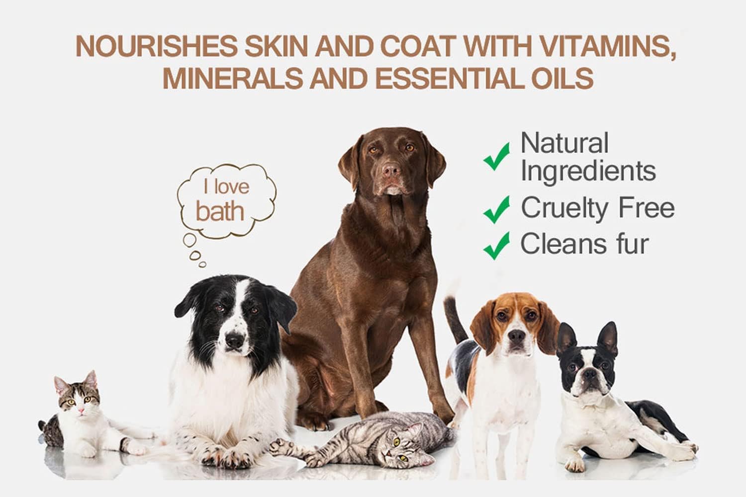 Soos Champú para perros para gatos y mascotas, antipicazón, minerales del Mar Muerto, piel limpia de rápida absorción con vitaminas, aceites