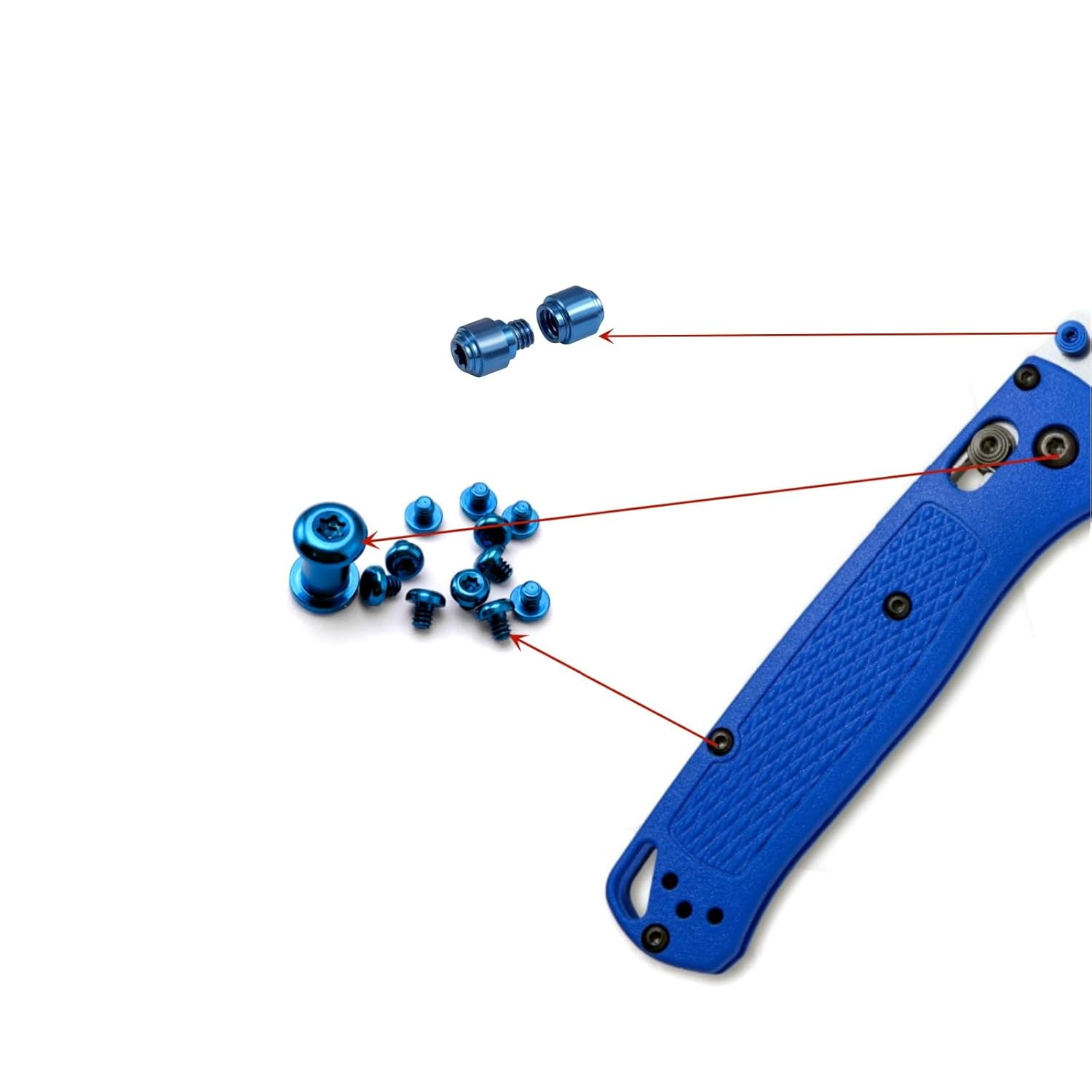1 clips de bolsillo de transporte profundo de acero inoxidable + juego de tornillos de titanio + juego de tornillos de pulgar para cuchillos 535