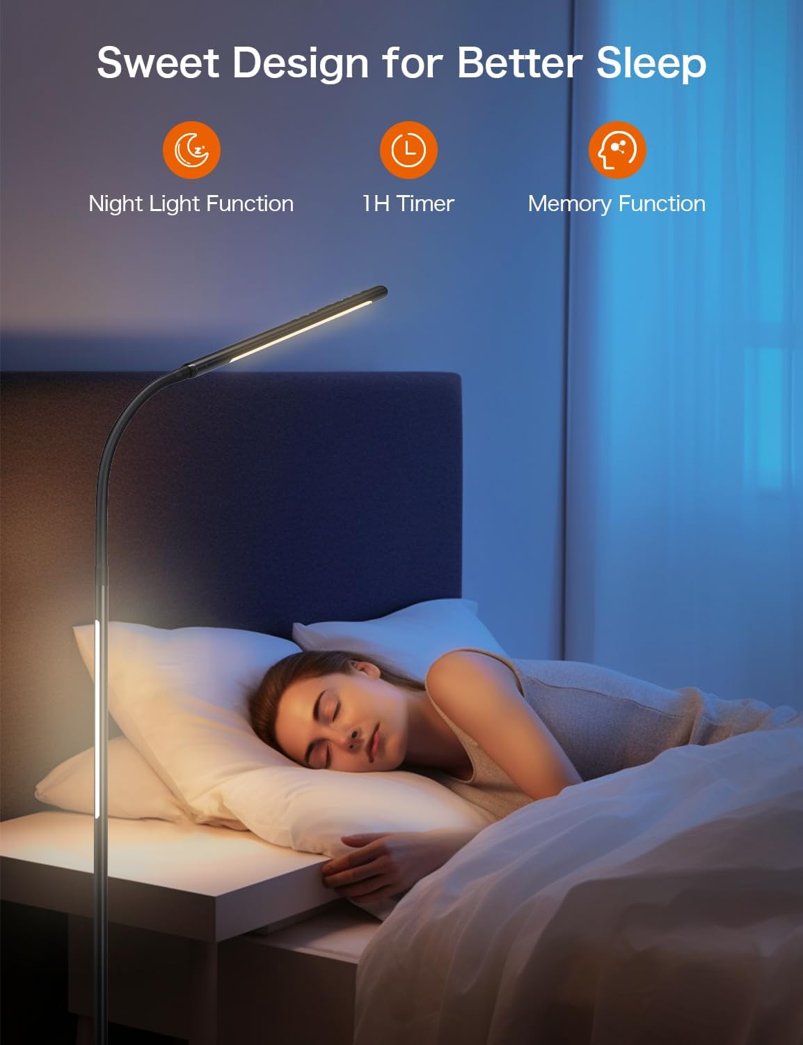 Lámpara de pie LED, 15 W regulable brillante lectura y luz de ambiente RGB, 4 temperaturas de color, control remoto y táctil, sincronización de