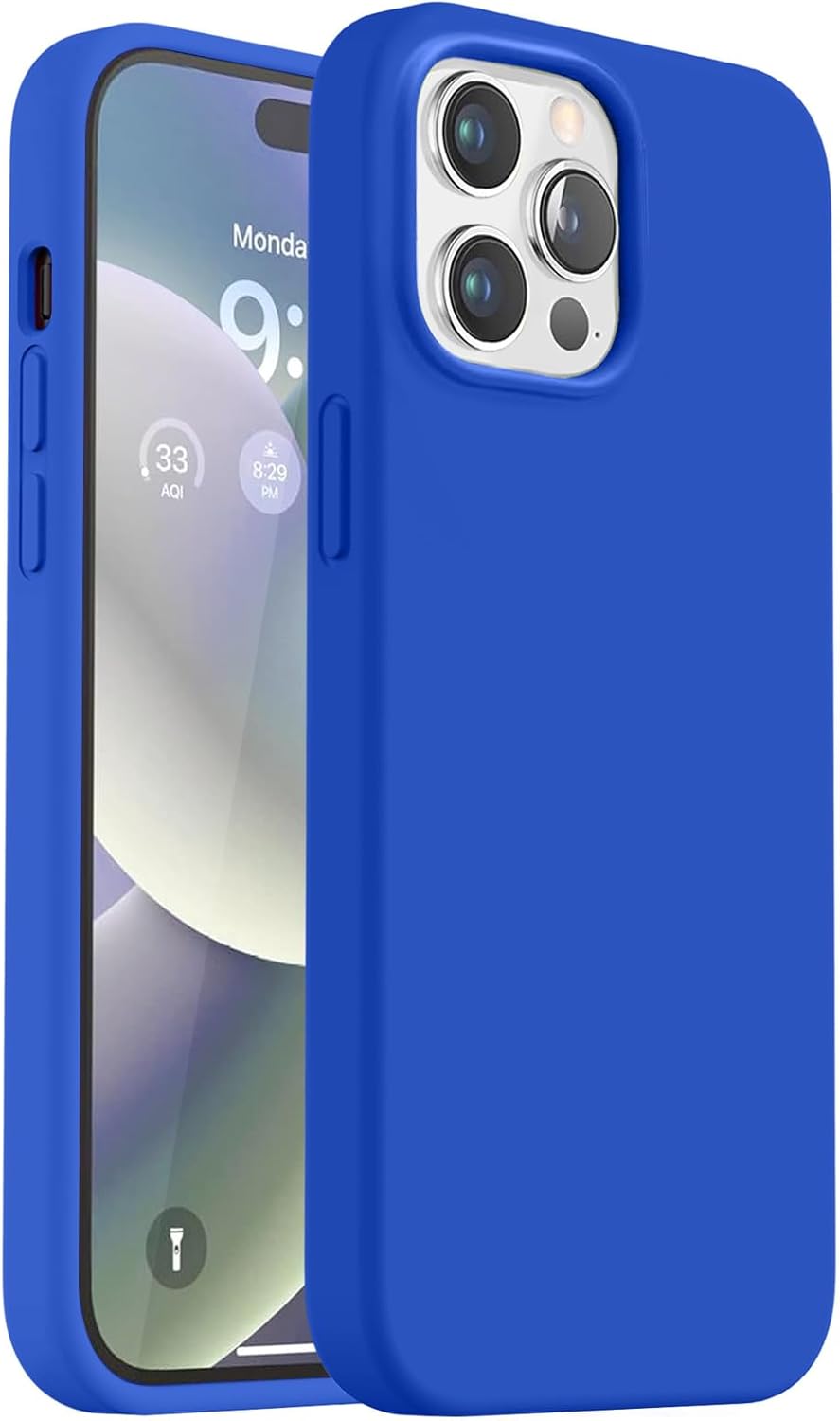 Vooii Compatible con iPhone 13 Pro Max, funda protectora de silicona líquida de cuerpo completo con arañazos forro de microfibra suave protector de