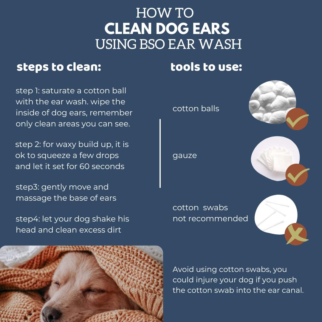 Solución natural de limpieza de orejas para perro, tratamiento de picazón de perro, elimina el olor y la acumulación de cera, fórmula suave de